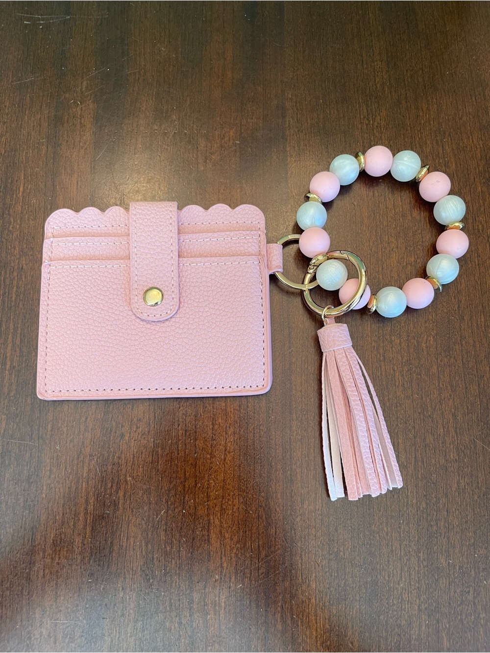 NWOT Pink Card Holder Wristlet Keychain with Tassel - Picture 4 of 4